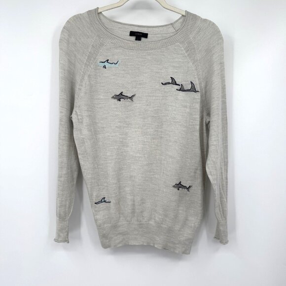 J. Crew Merino wool crewneck sweater in shark woman’s size small lightweight - Picture 1 of 9
